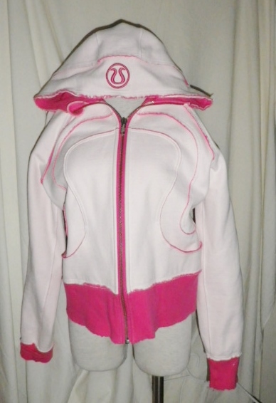 Lululemon White Pink Fuchsia Pink Scuba Hoodie Jacket 316